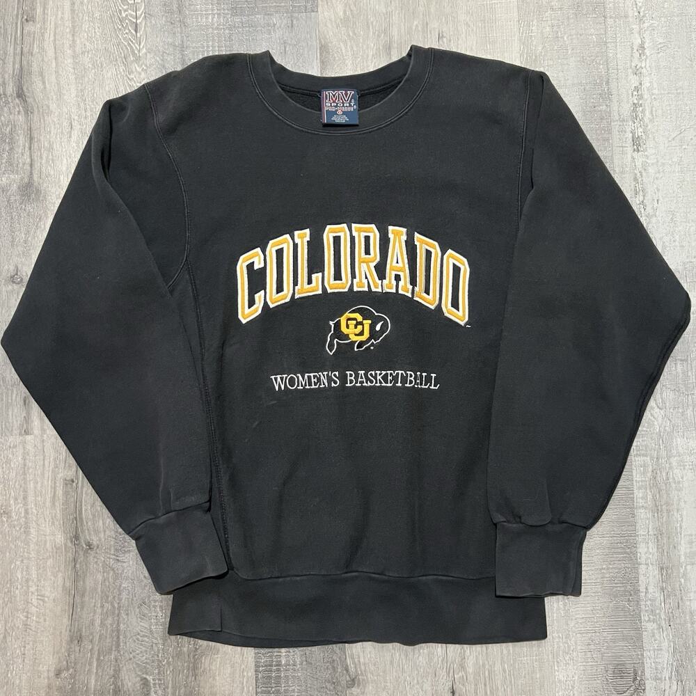 VTG Colorado Buffaloes Black Pro Weave CU Buffs Womens Basketball Sweatshirt S